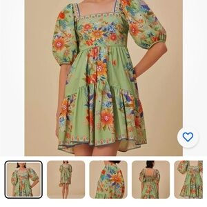 FARM Rio Multicolor Floral Puff Sleeve Mini Dress